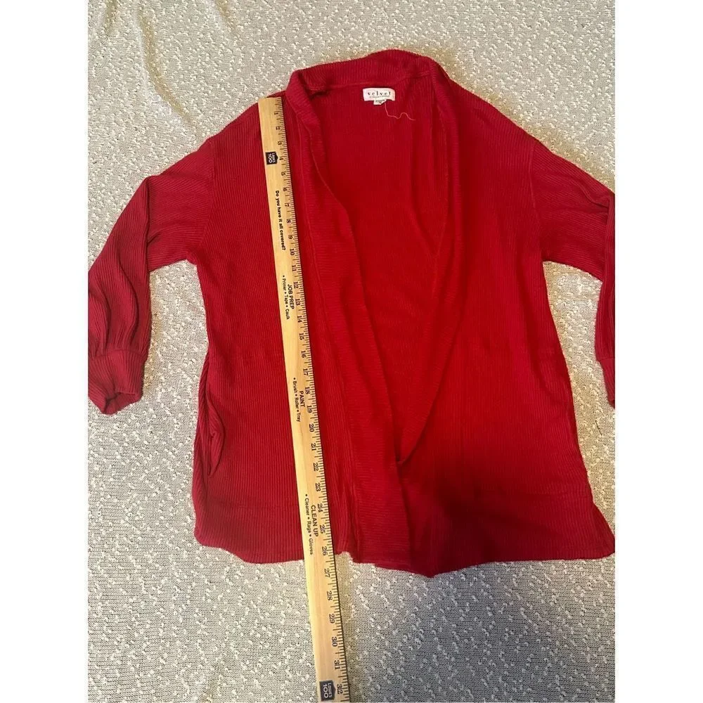 VELVET By Spencer & Graham Red Viscose Cardigan Medium
